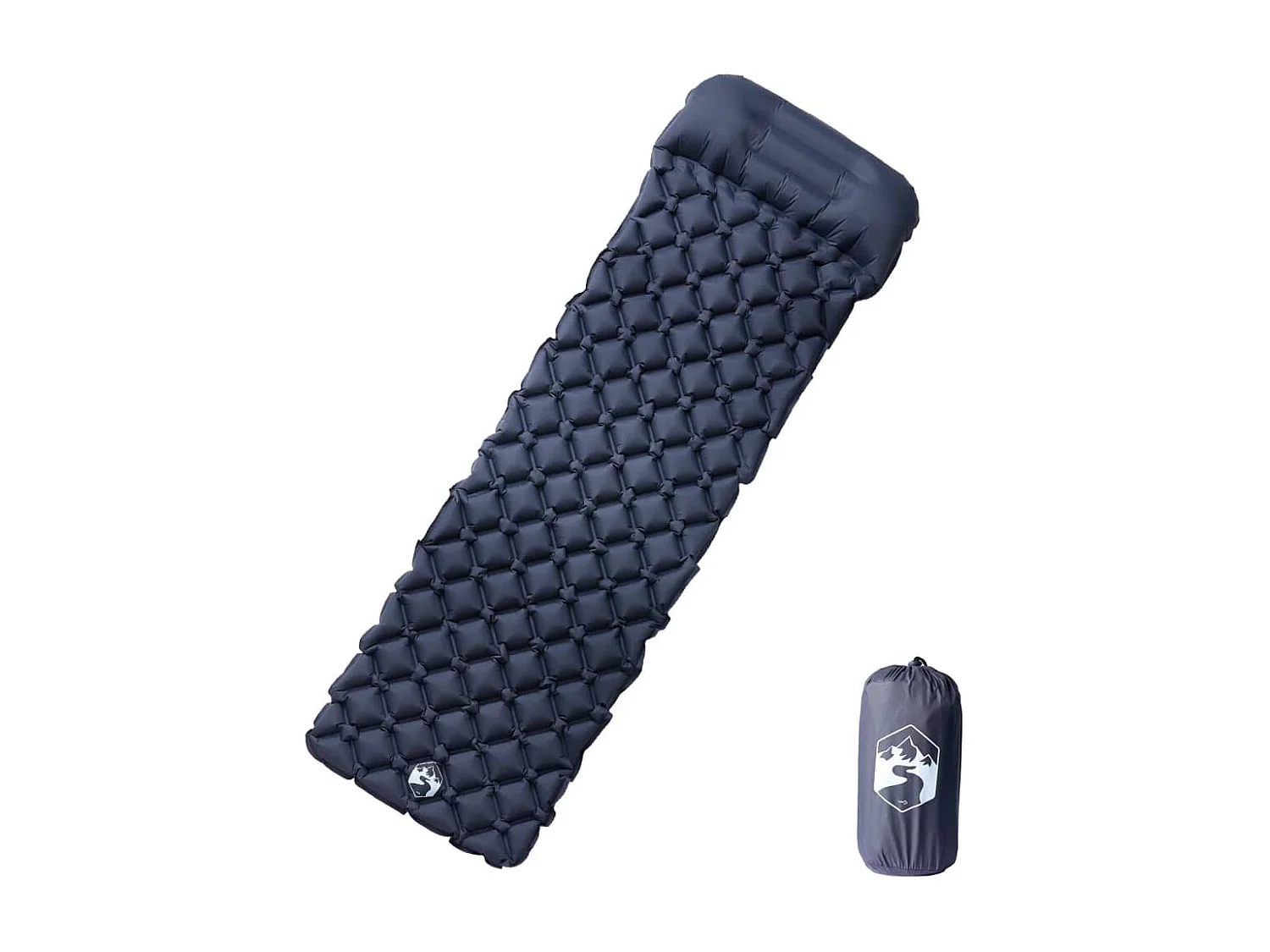 Matelas de camping gonflable avec oreiller 1 personne gris FR333018