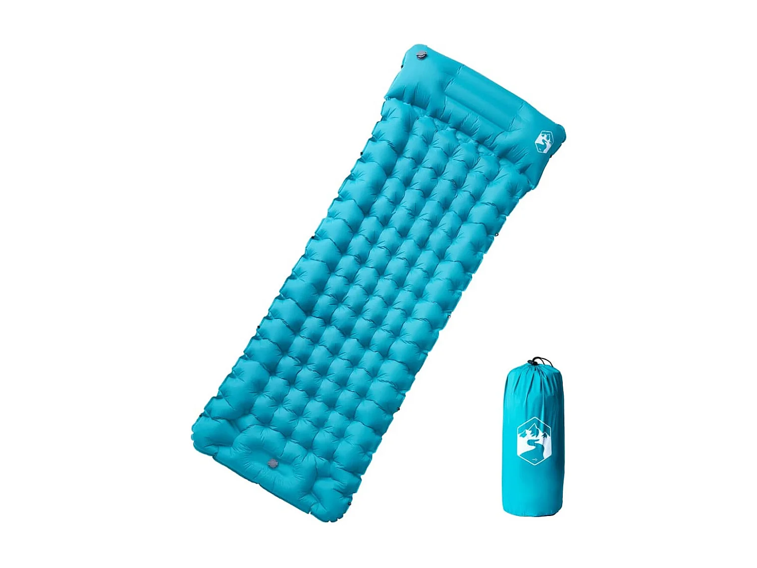 Matelas de camping autogonflant avec oreiller 1 personne bleu FR996365