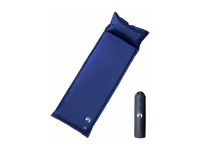 Matelas de camping autogonflant oreiller 1 personne bleu marine FR772314