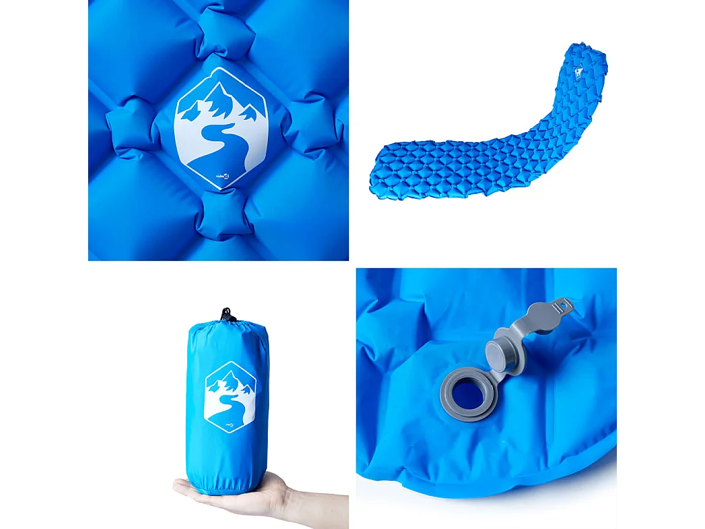 Matelas de camping gonflable 1 personne bleu 190x58x6 cm FR452828