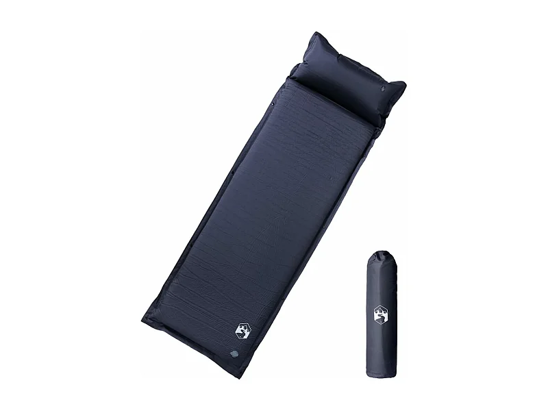 Matelas de camping autogonflant avec oreiller 1 personne gris FR799929