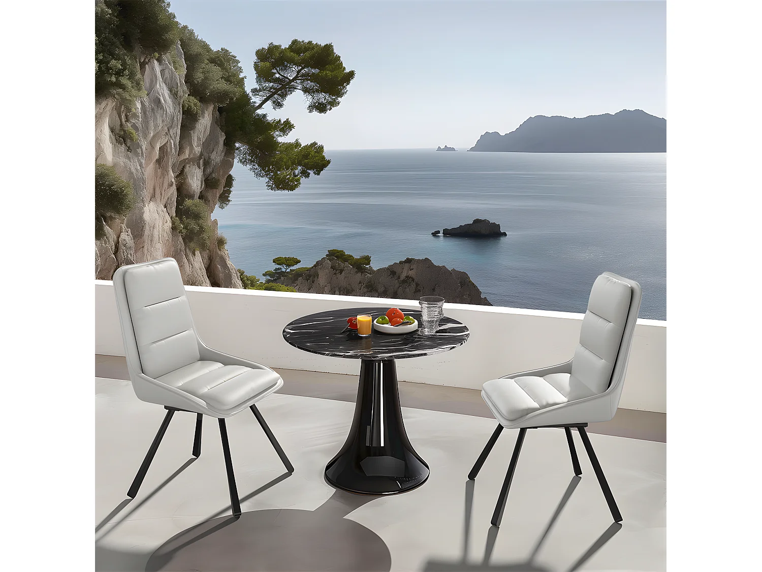 Lot de 2 Chaises de Salle à Manger FATIVO - Fauteuil de bureau Pivotante en cuir - Chaise salon scandinave rembourrée - Gris