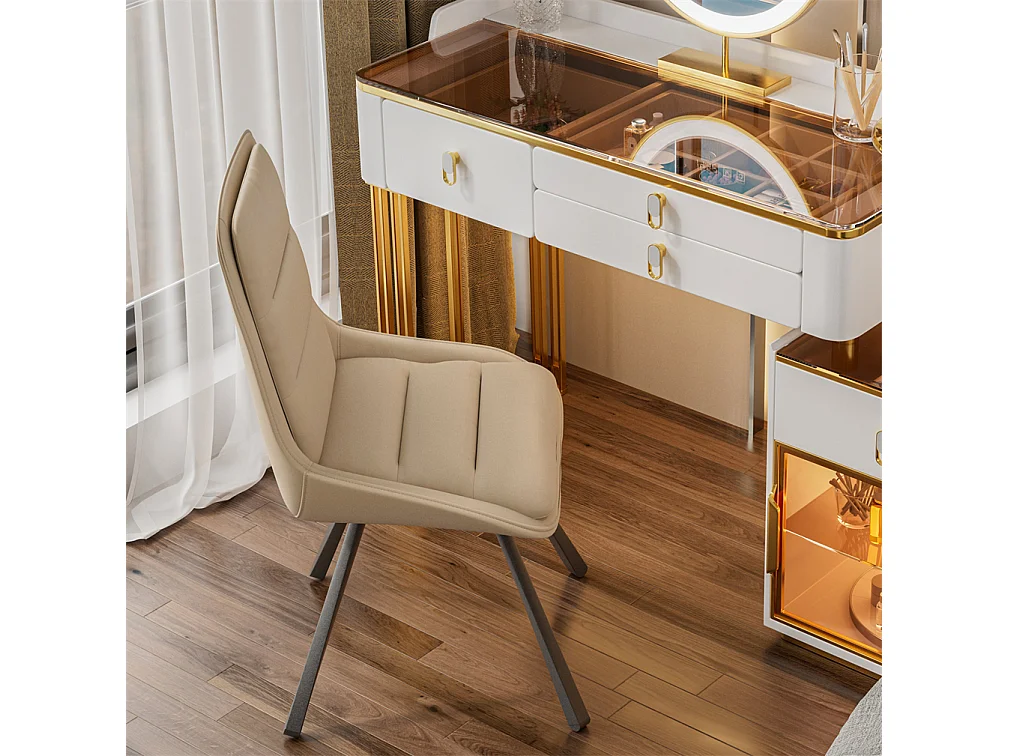 Lot de 2 chaises FATIVO - Fauteuil de bureau Pivotante en cuir kaki - Chaise salon scandinave rembourrée