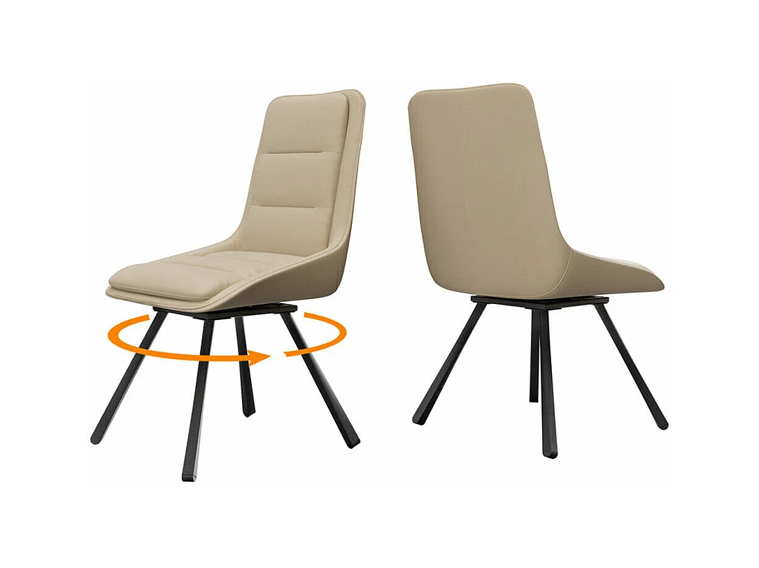 Lot de 2 chaises FATIVO - Fauteuil de bureau Pivotante en cuir kaki - Chaise salon scandinave rembourrée