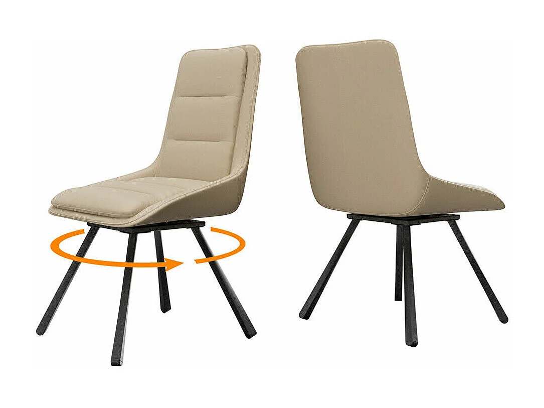 Lot de 2 chaises FATIVO - Fauteuil de bureau Pivotante en cuir kaki - Chaise salon scandinave rembourrée