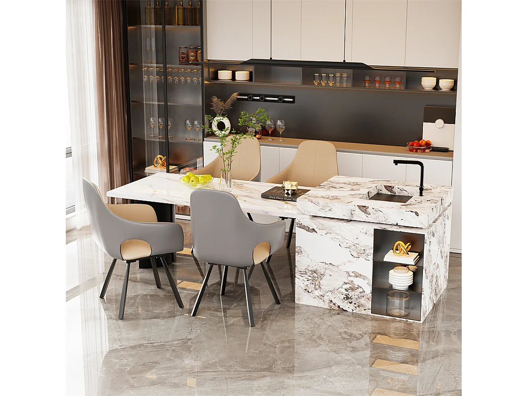 Lot de 2 chaises FATIVO - Fauteuil de bureau Pivotante en cuir kaki - Chaise salon scandinave rembourrée