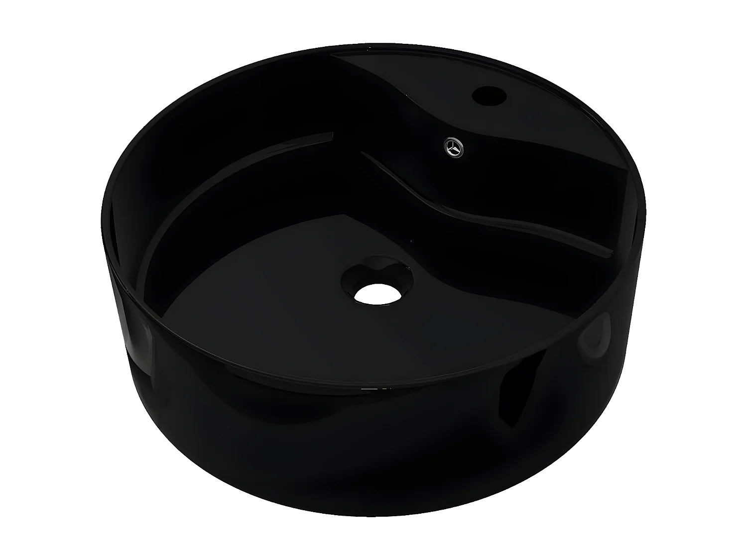 Vasque rond à trou robinet/trop-plein céramique pour salle de bain FR838473