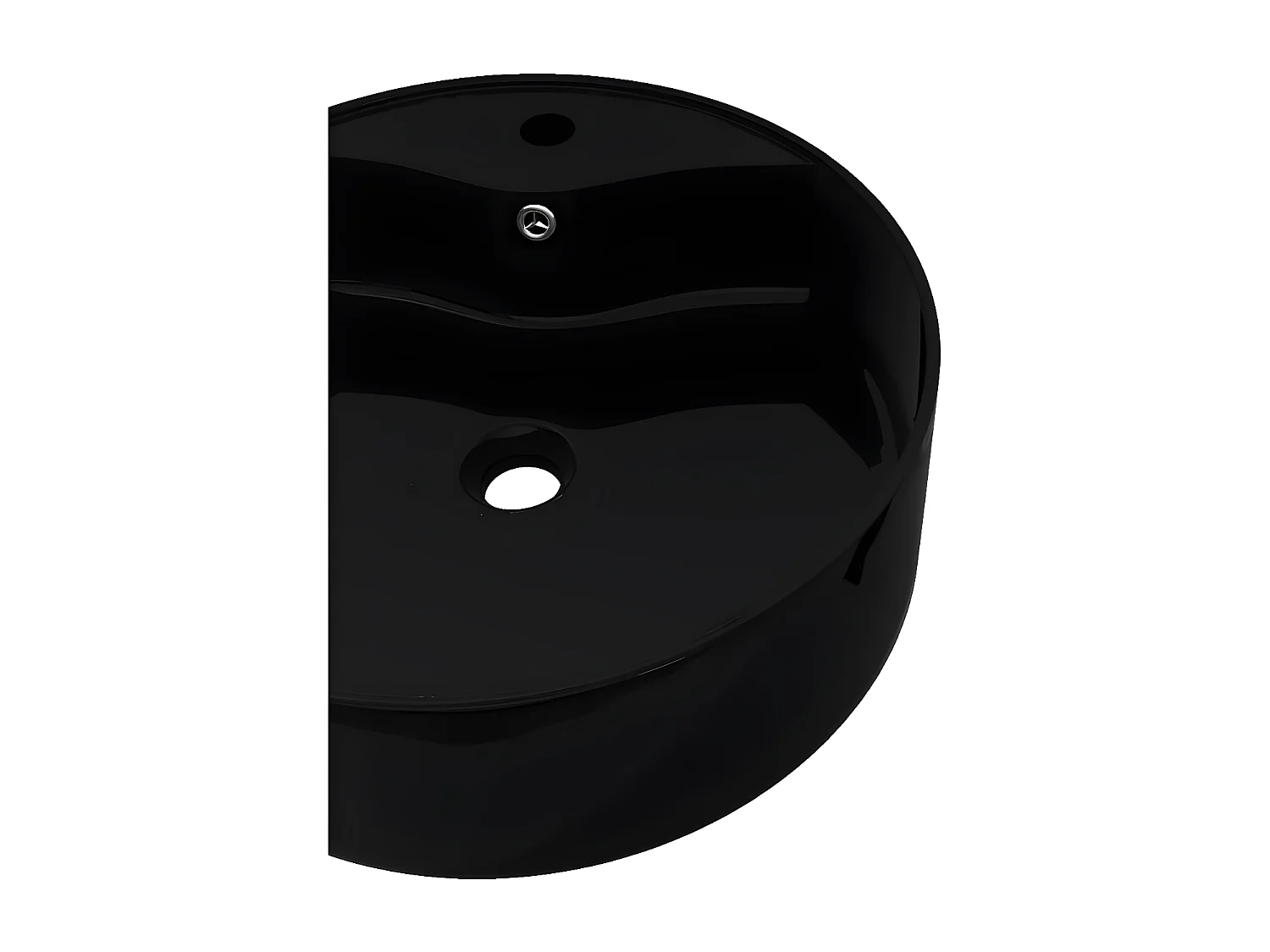 Vasque rond à trou robinet/trop-plein céramique pour salle de bain FR838473