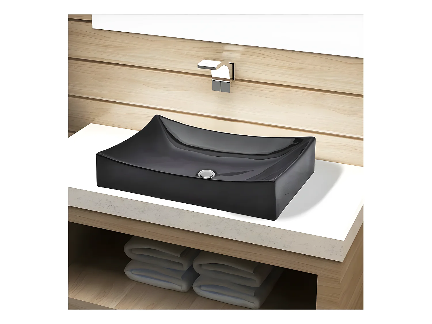 Vasque rectangulaire céramique Noir pour salle de bain FR555841