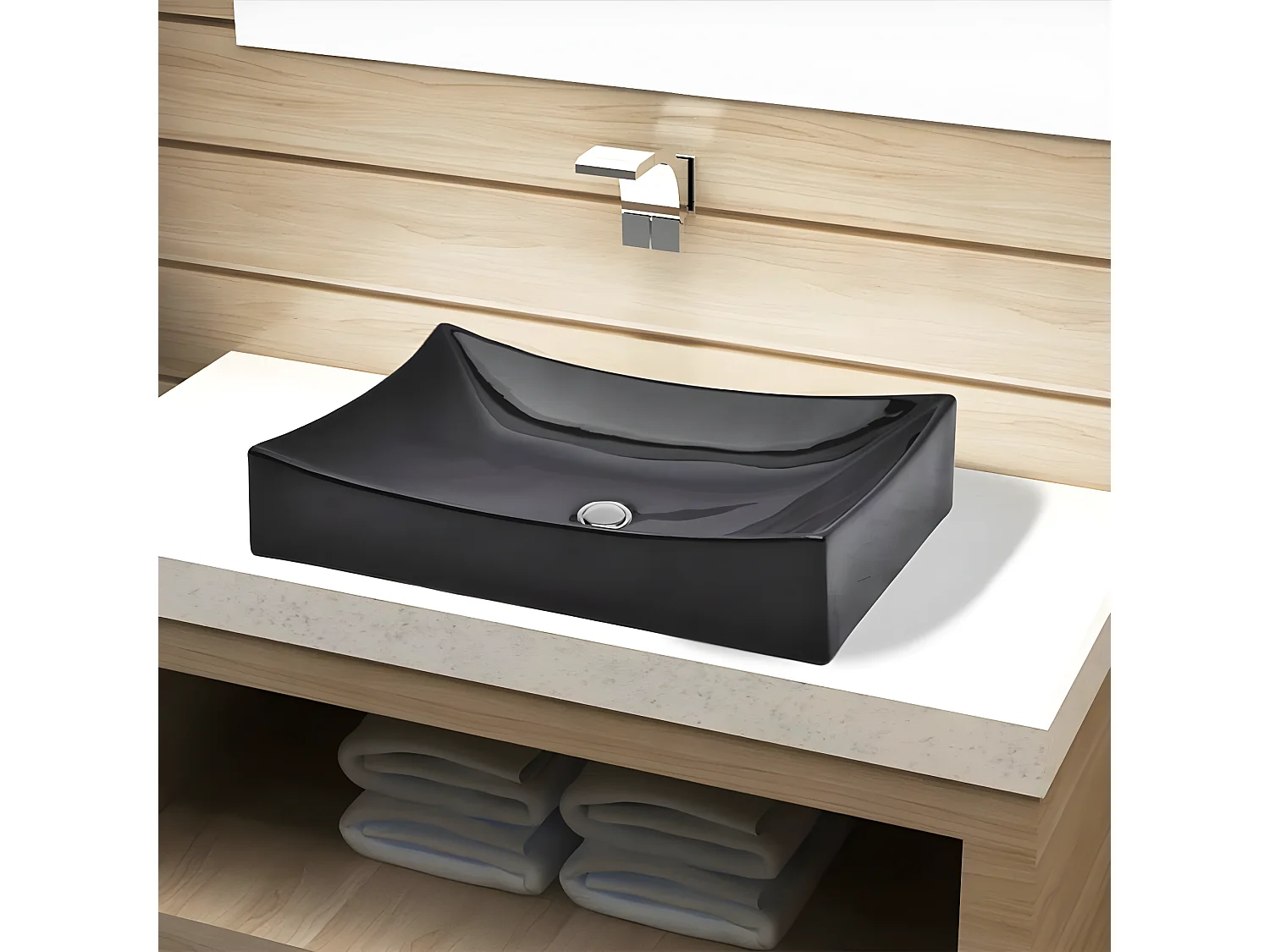 Vasque rectangulaire céramique Noir pour salle de bain FR555841