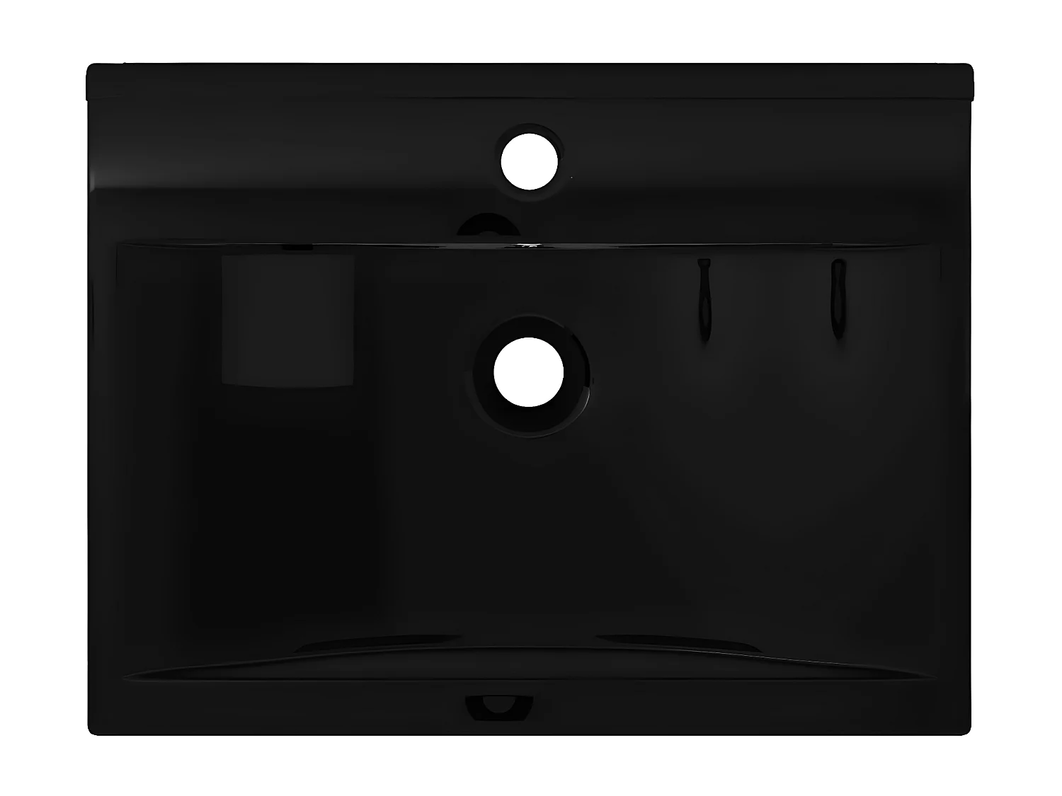 Vasque à poser en céramique noir perçage pour la robinetterie 60x46cm FR866779
