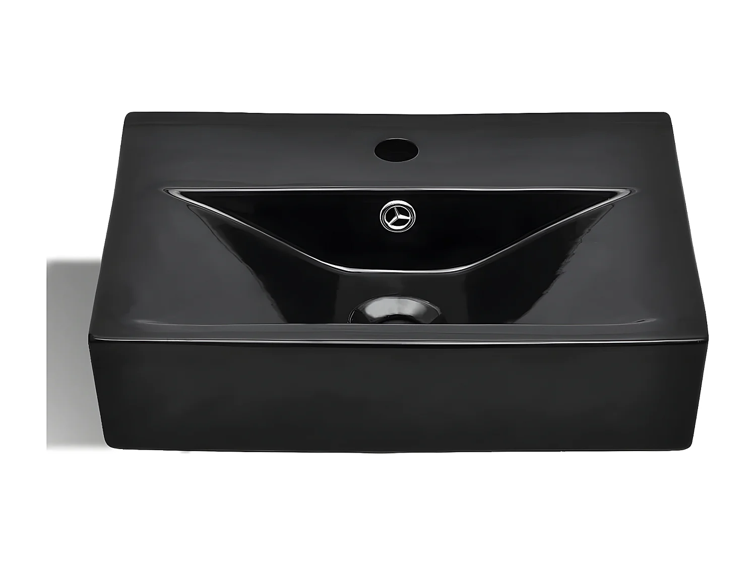 Lavabo rectangular de cerámica hueco de grifo/desagüe negro ES537239