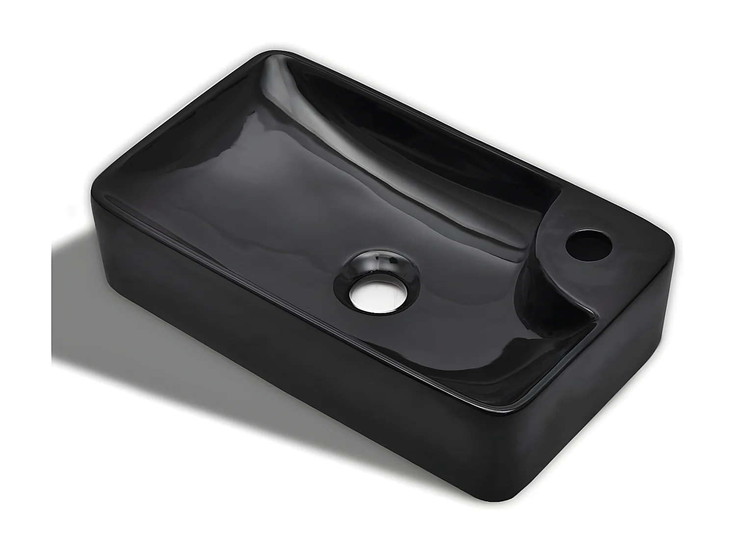 Vasque à trou pour robinet céramique Noir pour salle de bain FR245025