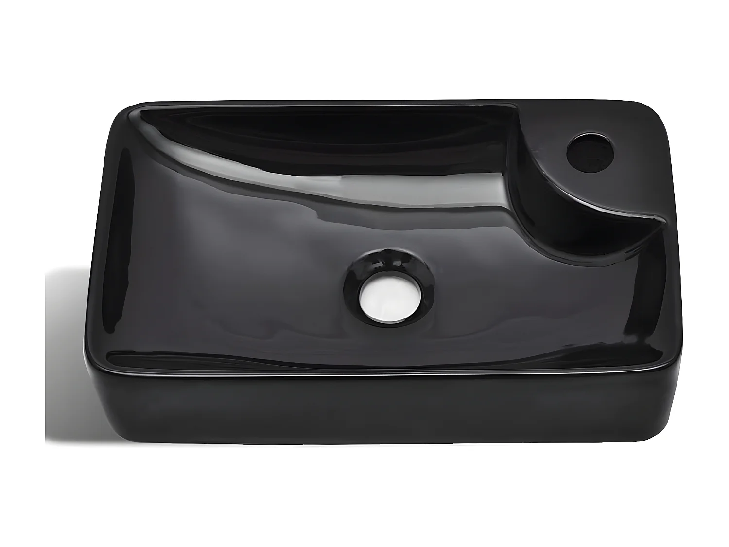 Vasque à trou pour robinet céramique Noir pour salle de bain FR245025