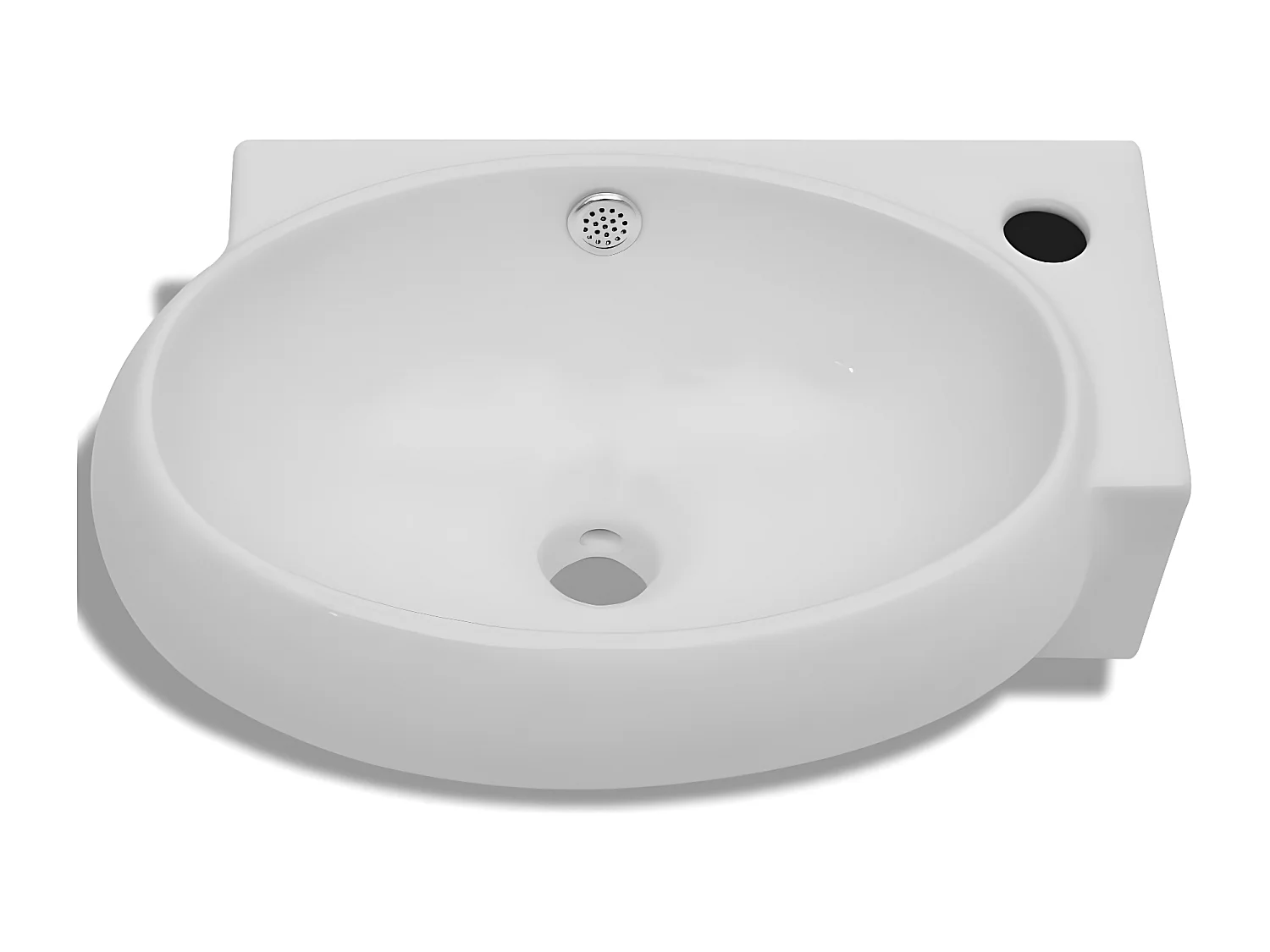 Vasque de salle de bains céramique blanc avec trou de trop-plein FR535275