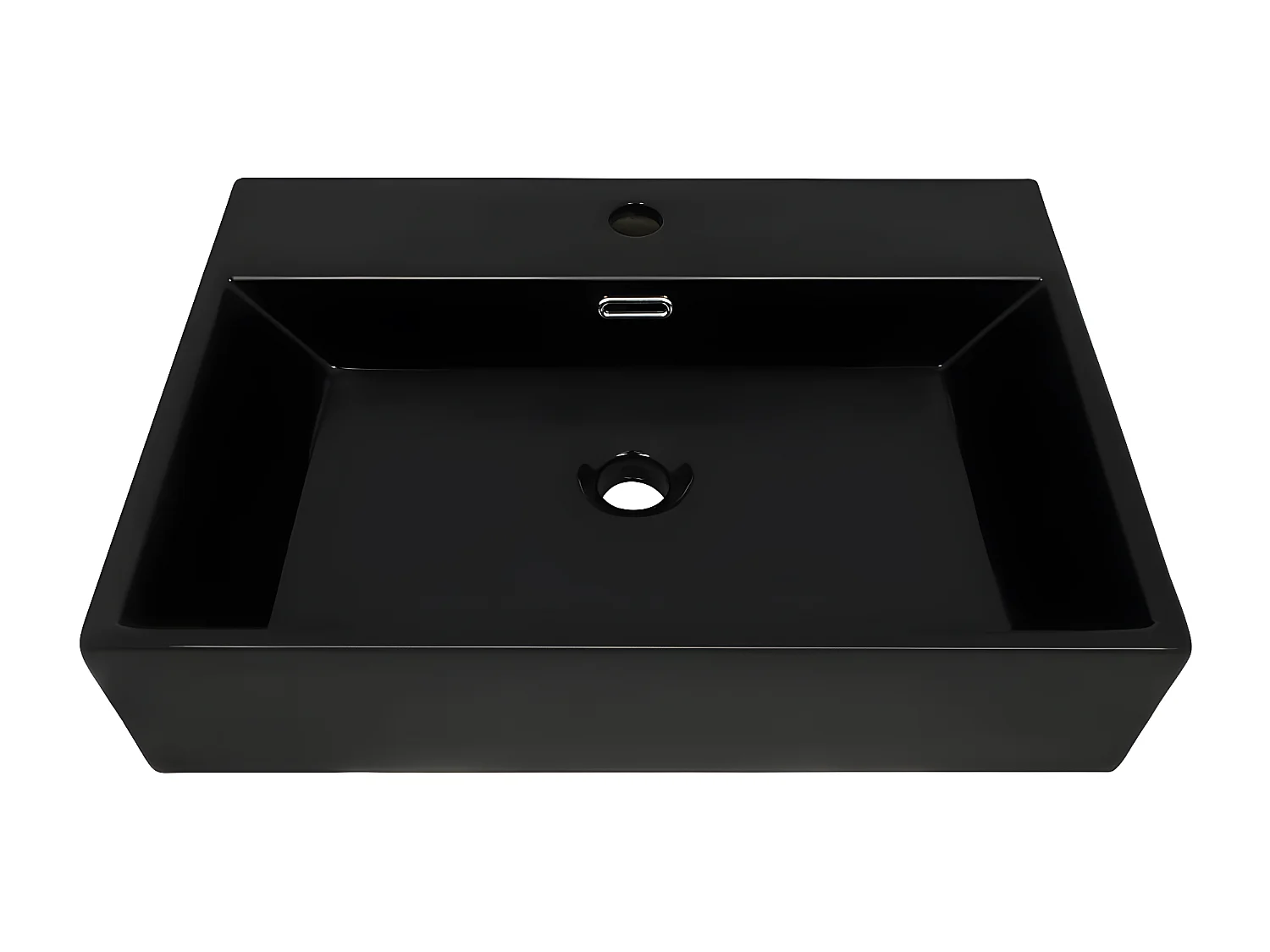 Vasque avec trou de robinet en céramique Noir 60,5x42,5x14,5 cm FR465417