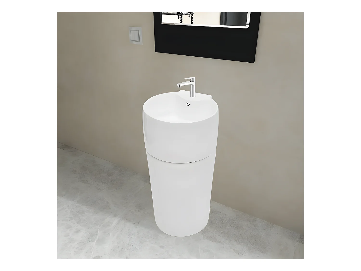Vasque à trou de trop-plein/robinet céramique Blanc pour salle de bain FR601237