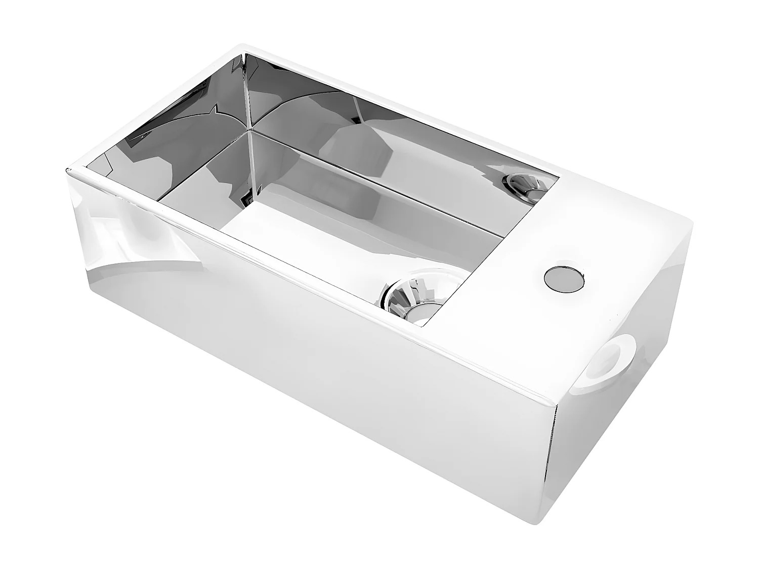 Vasque avec trop-plein 49 x 25 x 15 cm Céramique Argenté FR493297