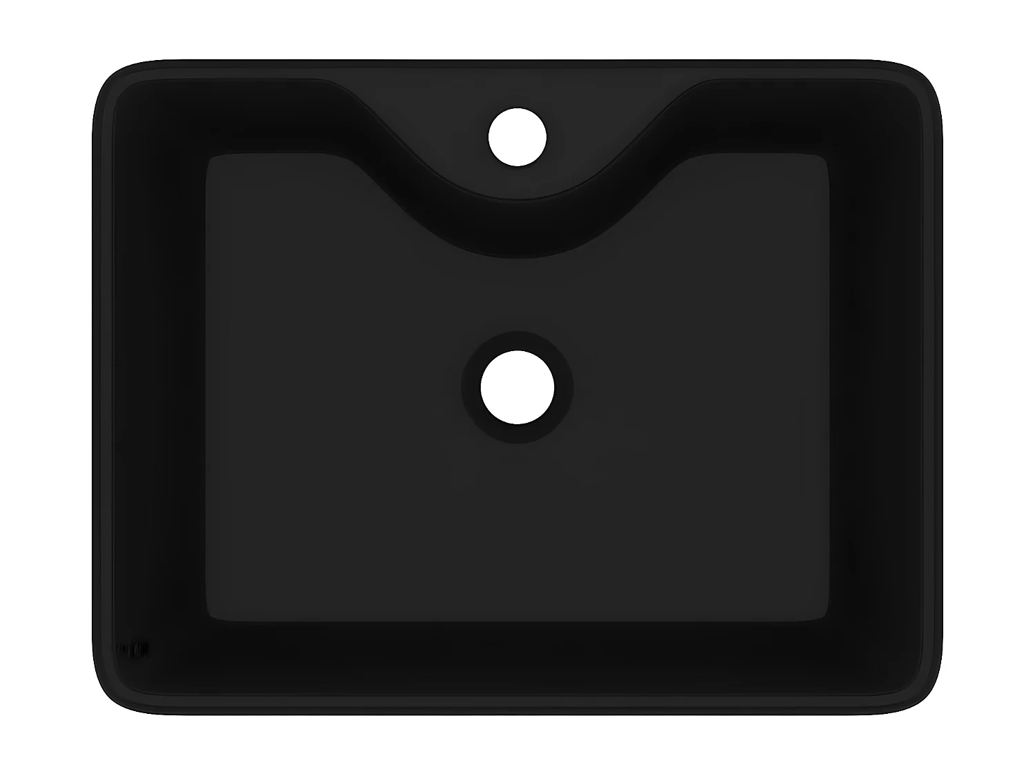 Vasque carrée à trou pour robinet céramique Noir pour salle de bain FR275936