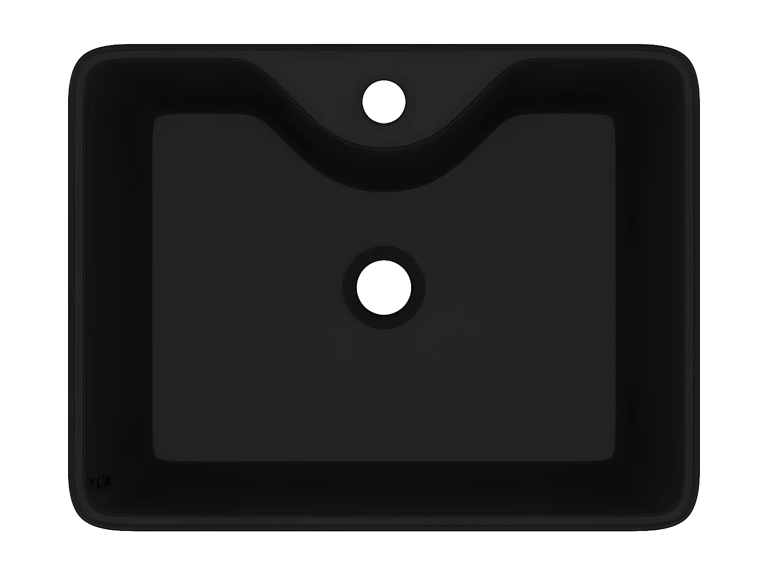 Vasque carrée à trou pour robinet céramique Noir pour salle de bain FR275936