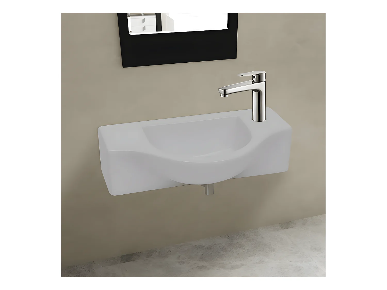 Vasque à trou pour robinet céramique Blanc pour salle de bain FR537390