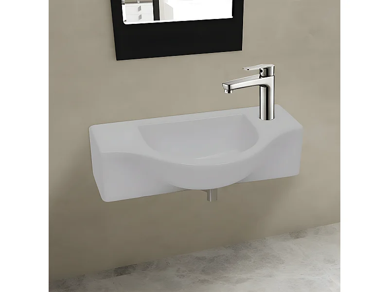 Vasque à trou pour robinet céramique Blanc pour salle de bain FR537390