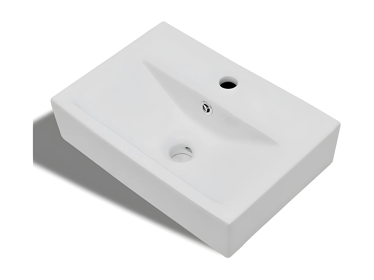 Lavabo rectangular de cerámica hueco de grifo/desagüe blanco ES772129