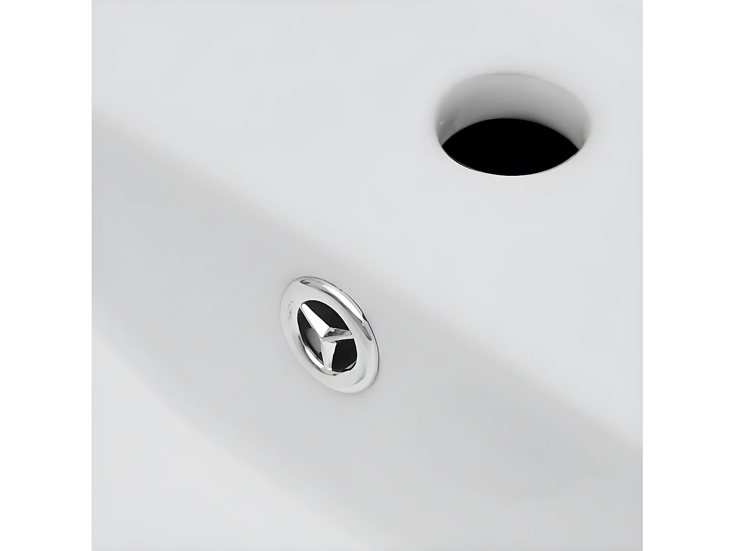 Lavabo rectangular de cerámica hueco de grifo/desagüe blanco ES772129
