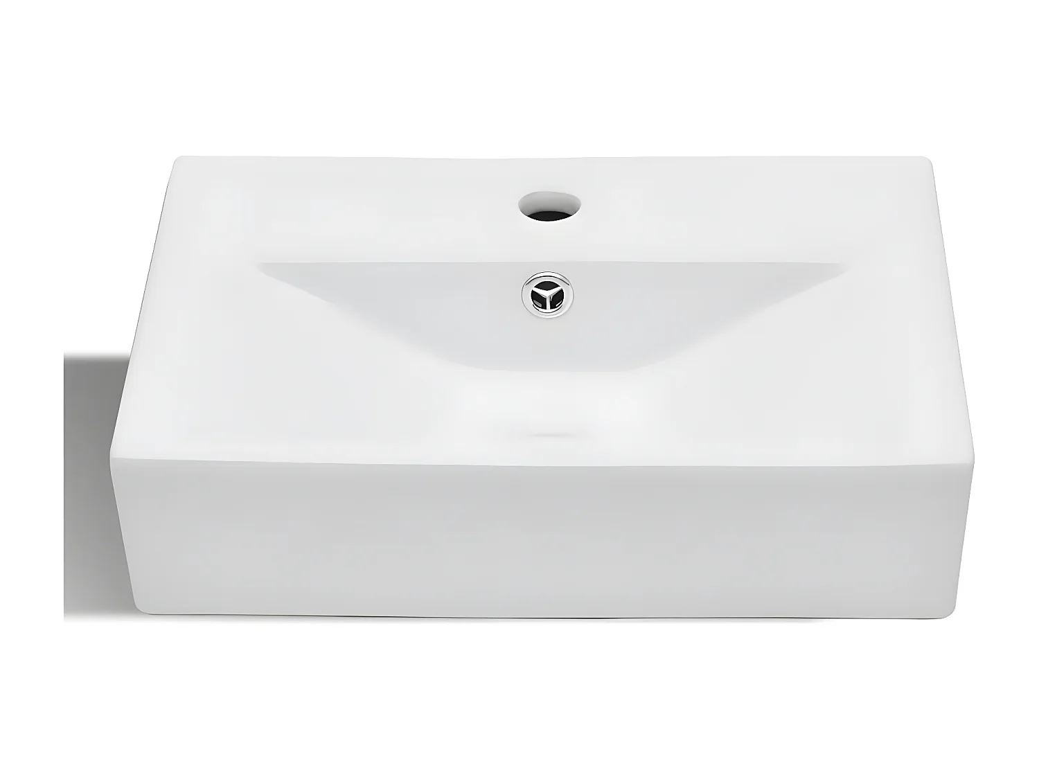 Vasque à trou de trop-plein/robinet céramique pour salle de bain Blanc FR837223