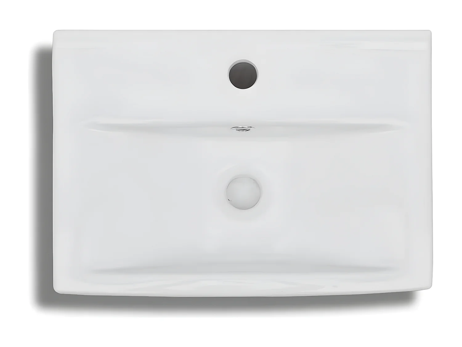 Vasque à trou de trop-plein/robinet céramique pour salle de bain Blanc FR837223