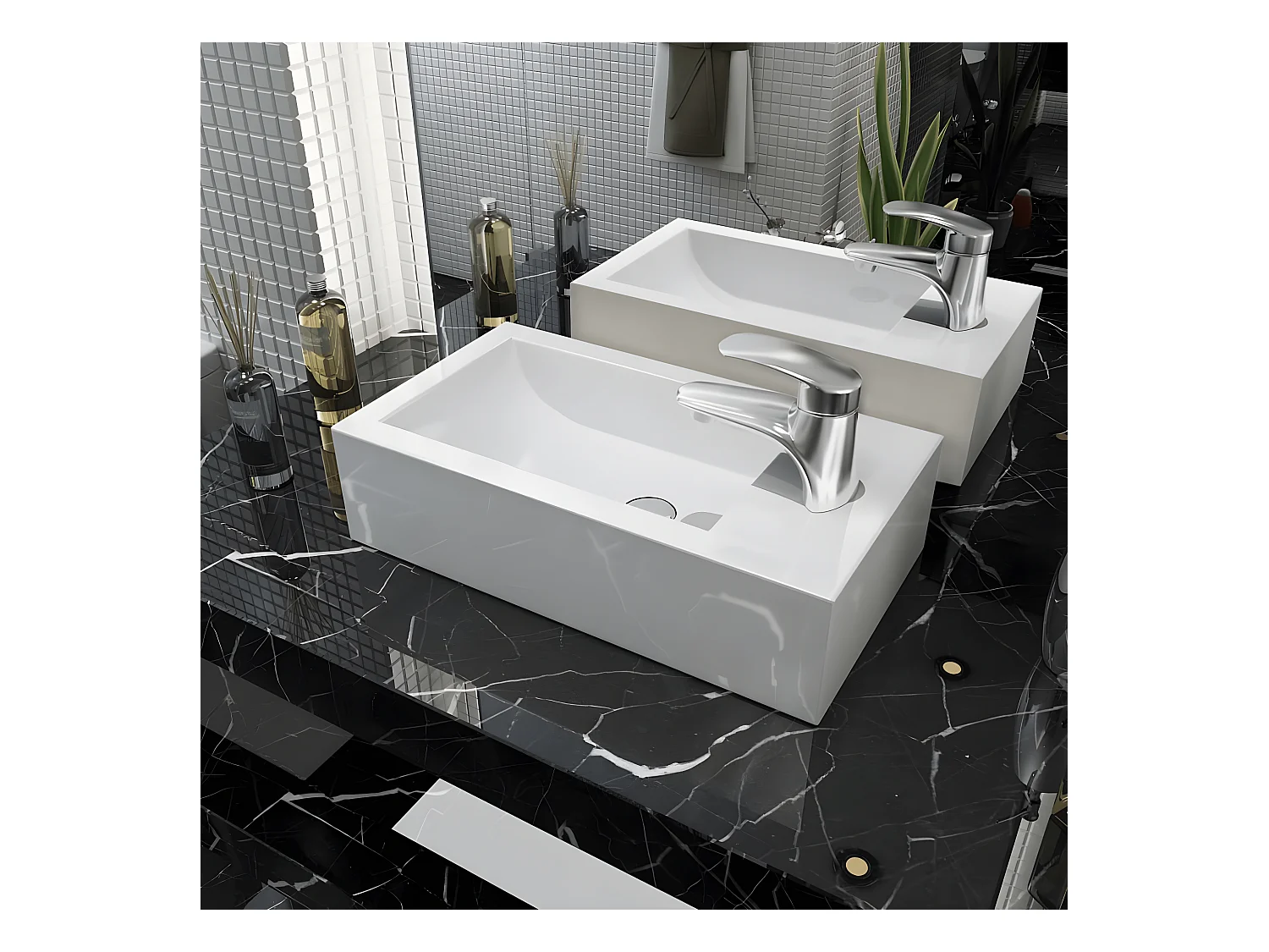 Vasque + trou de robinet Céramique Blanc 46 x 25,5 x 12 cm FR576864