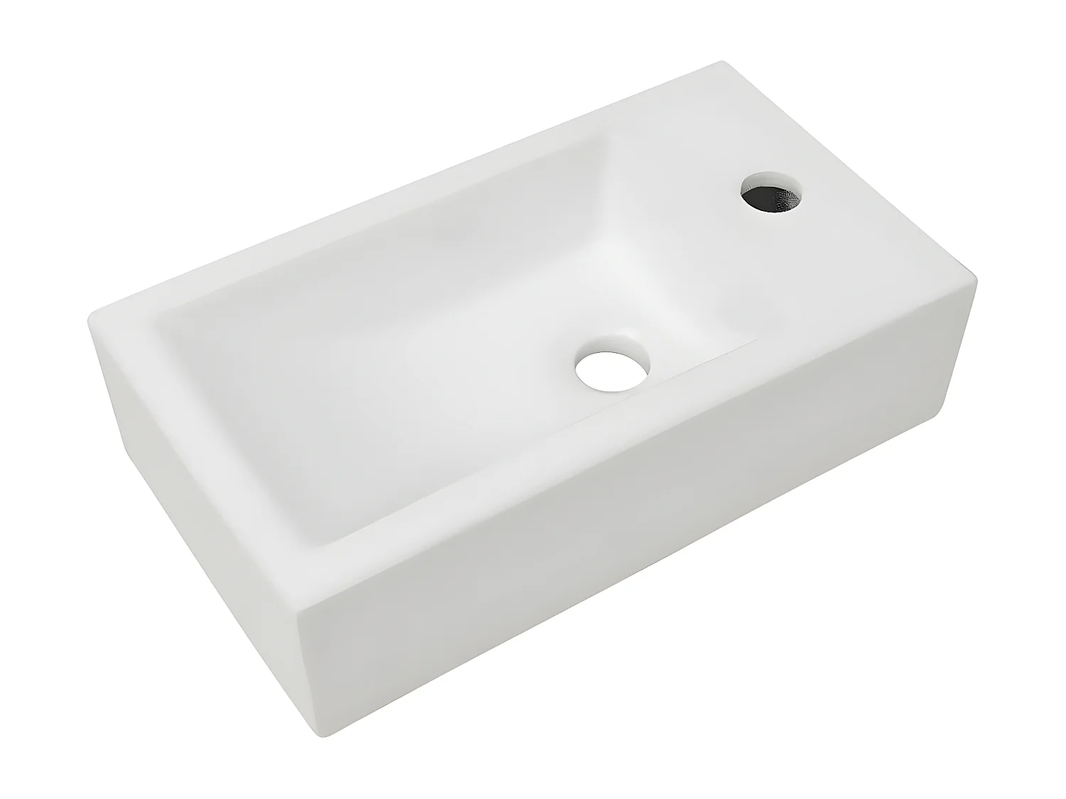 Lavabo con agujero grifo rectangular cerámica 46x25,5x12 blanco ES908352