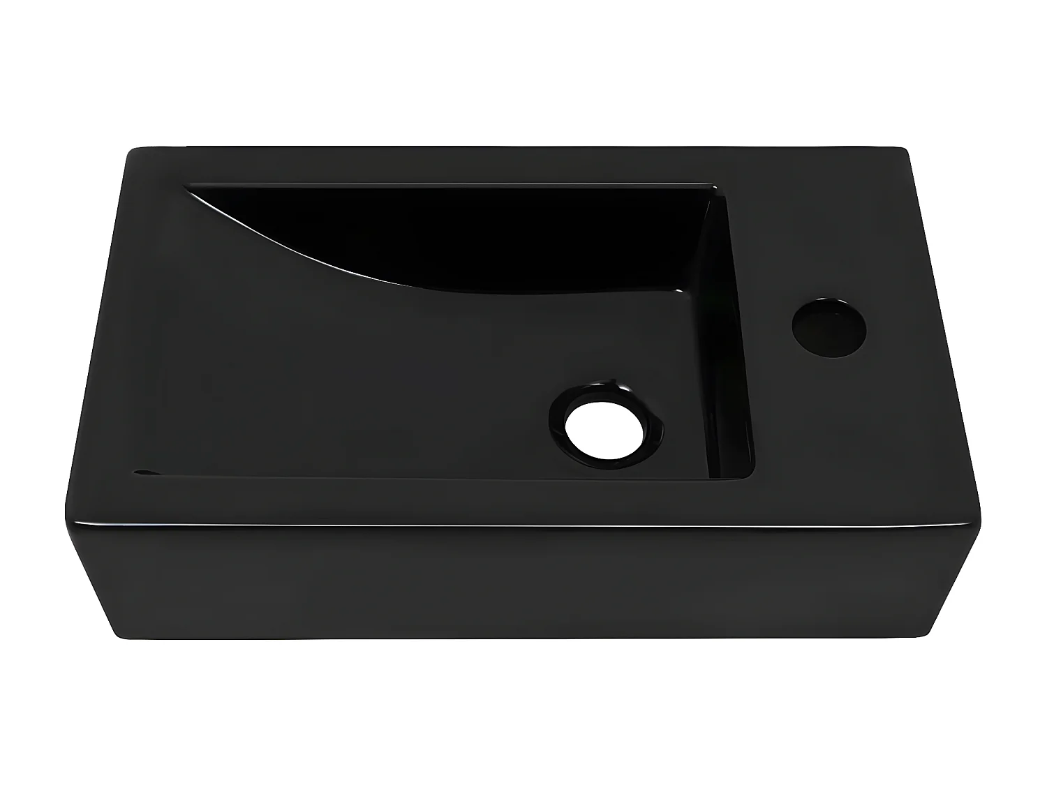 Vasque avec trou de robinet Céramique Noir 46 x 25,5 x 12 cm FR780376