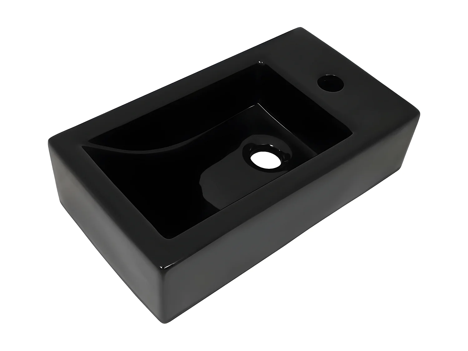 Wastafel met kraangat rechthoekig 46x25,5x12 cm keramiek zwart BE644459