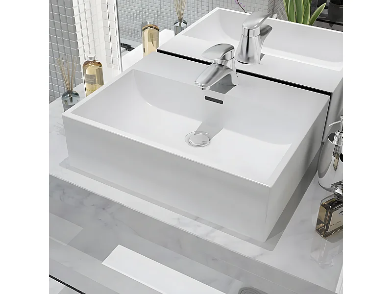 Lavatório + abertura torneira branco cerâmica 51,5x38,5x15cm PT384143