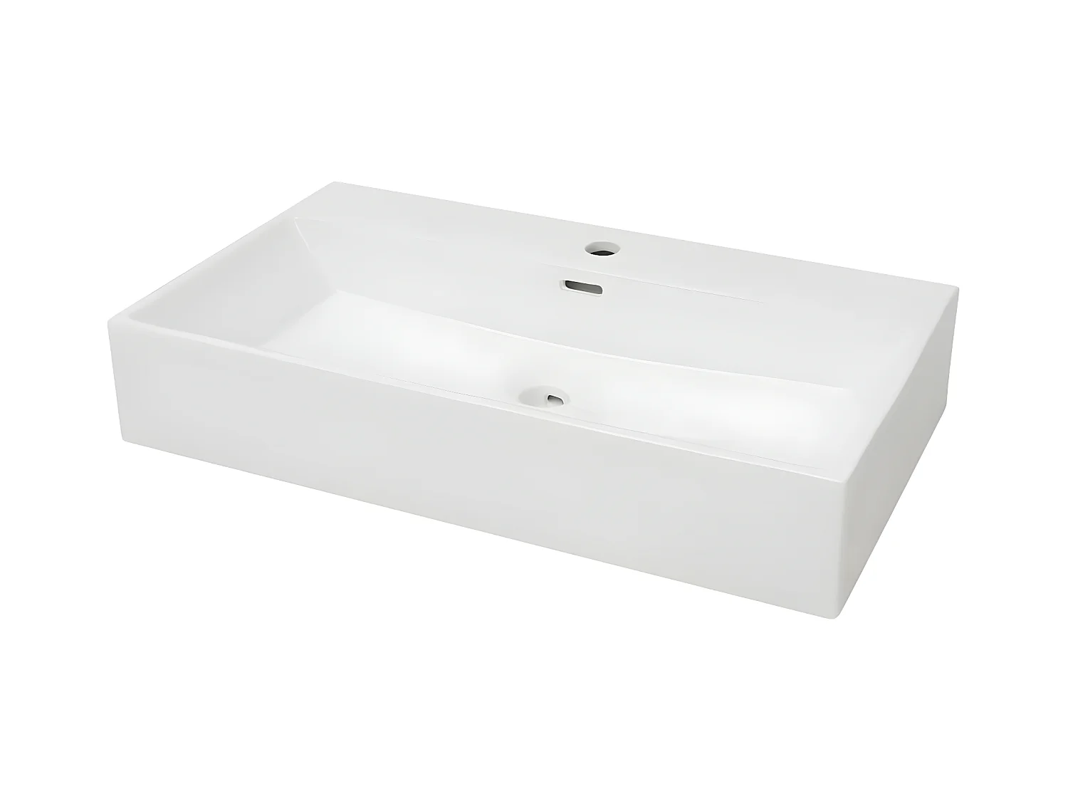 Vasque avec trou de robinet en céramique Blanc 76x42,5x14,5 cm FR609828