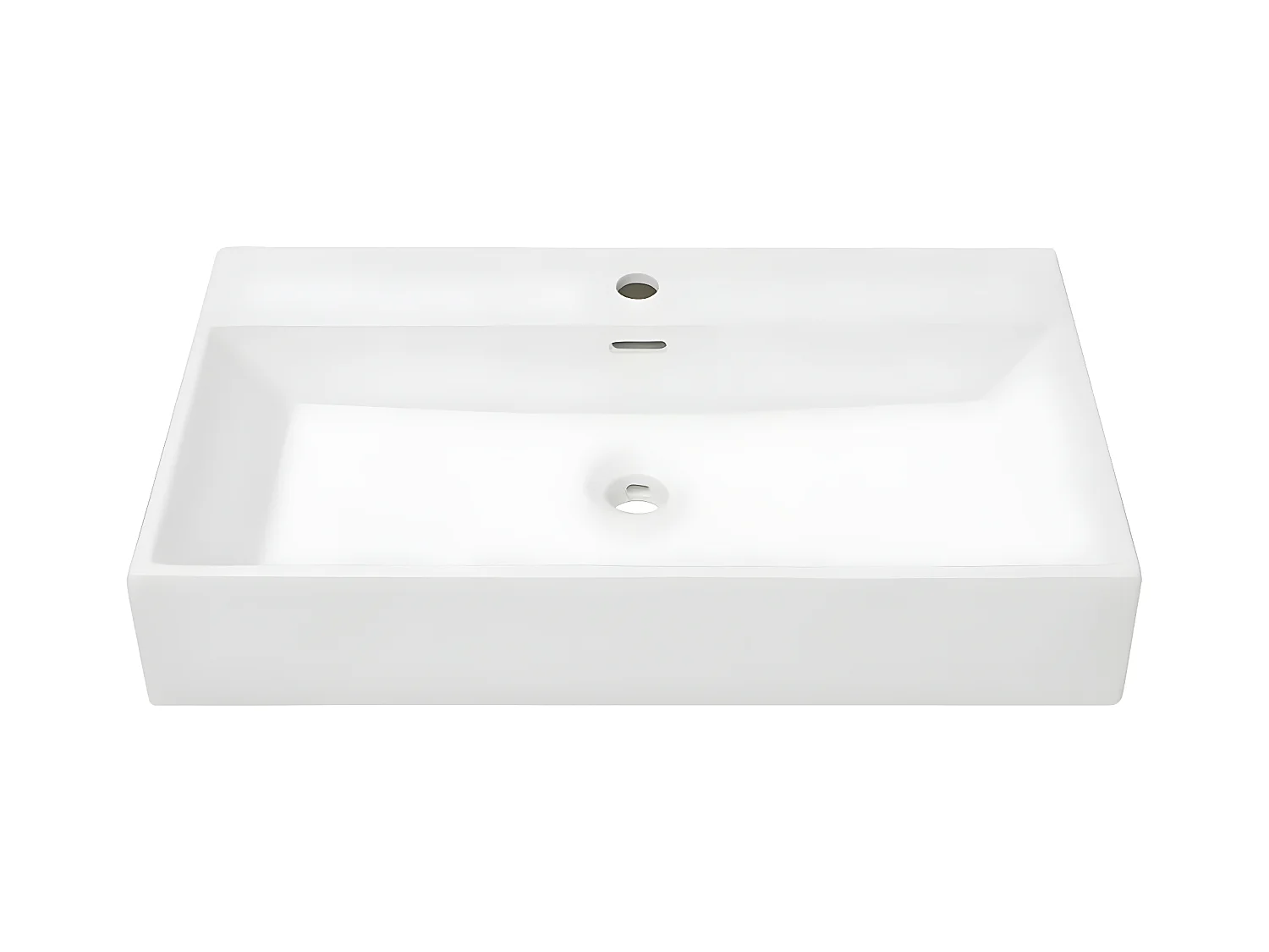 Vasque avec trou de robinet en céramique Blanc 76x42,5x14,5 cm FR609828