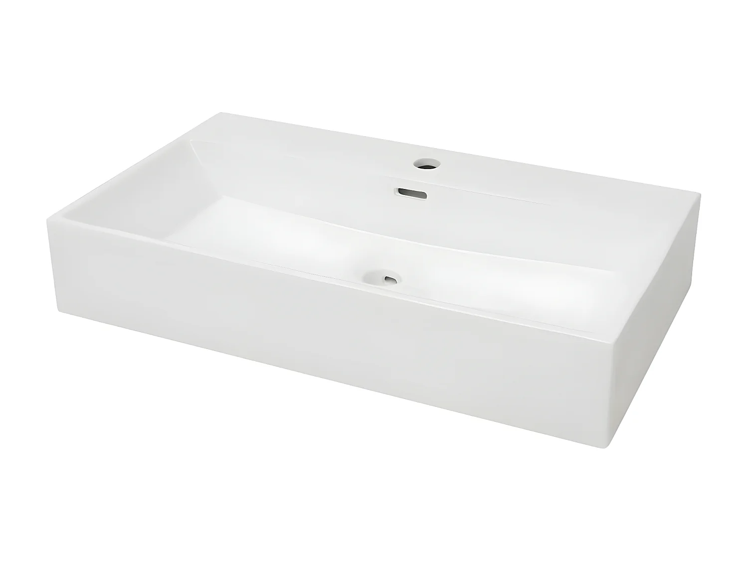 Vasque avec trou de robinet en céramique Blanc 76x42,5x14,5 cm FR609828