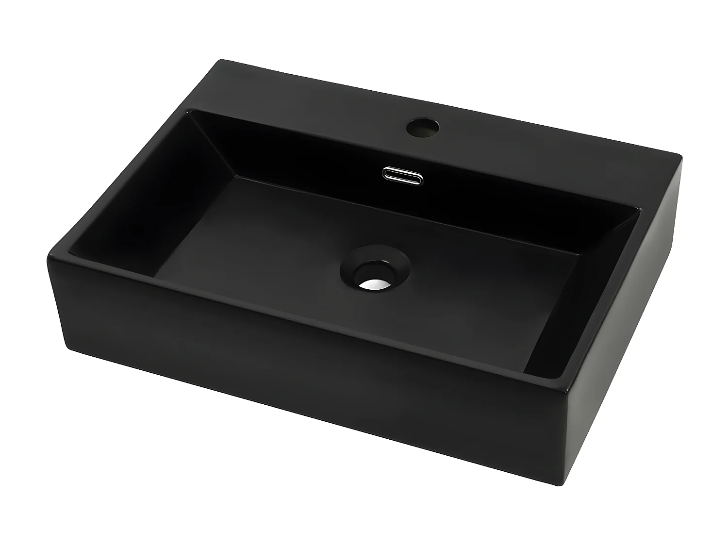 Vasque avec trou de robinet en céramique Noir 76x42,5x14,5 cm FR377572