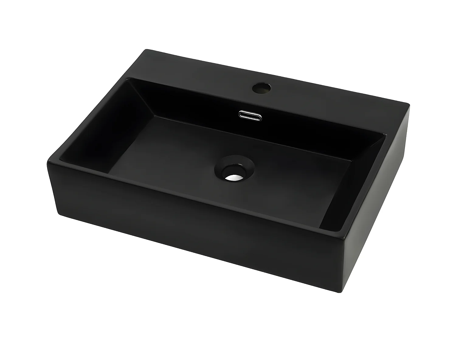 Vasque avec trou de robinet en céramique Noir 76x42,5x14,5 cm FR377572