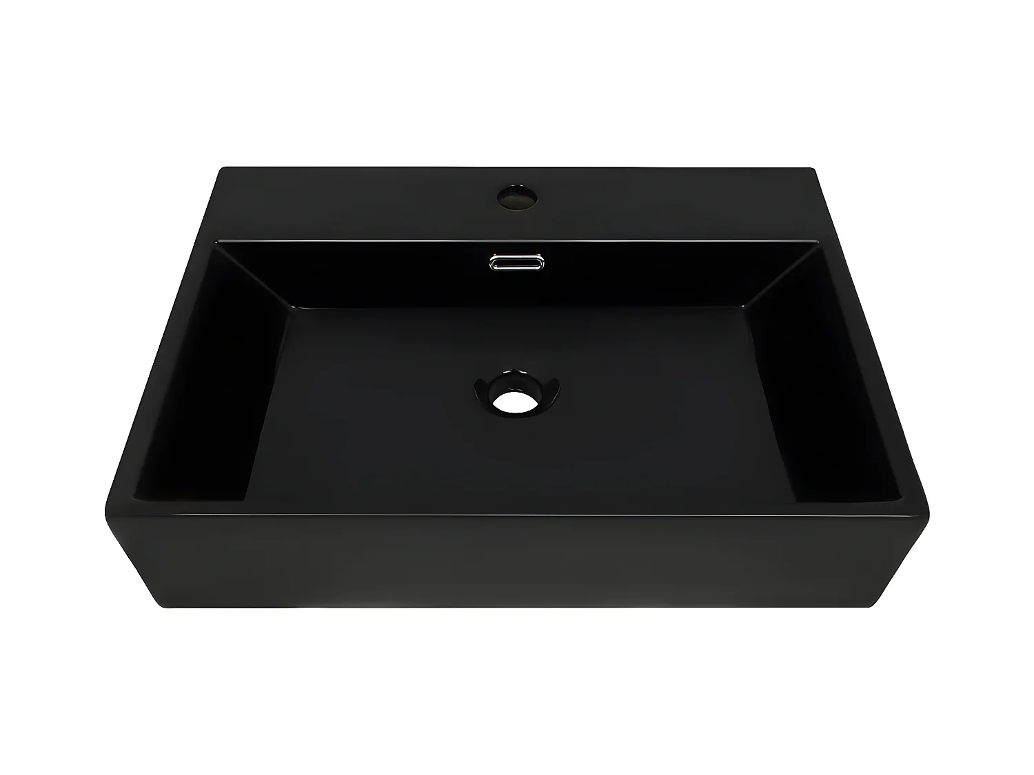 Vasque avec trou de robinet en céramique Noir 76x42,5x14,5 cm FR377572