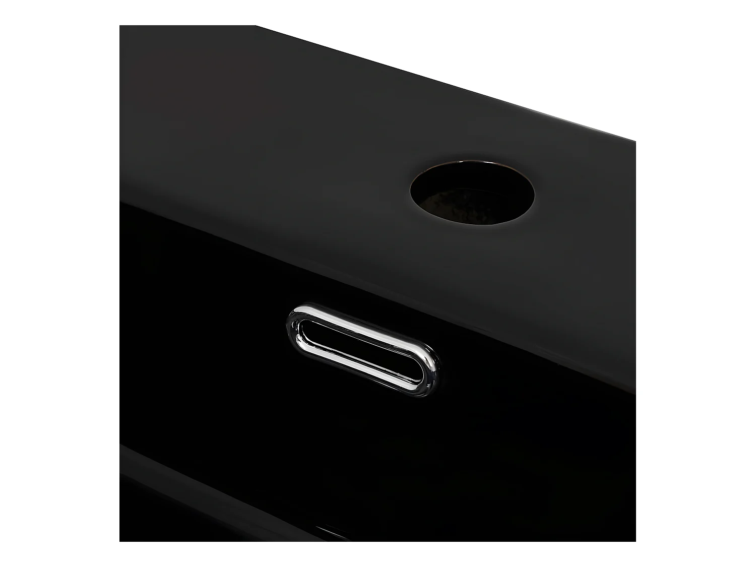 Vasque avec trou de robinet en céramique Noir 76x42,5x14,5 cm FR377572