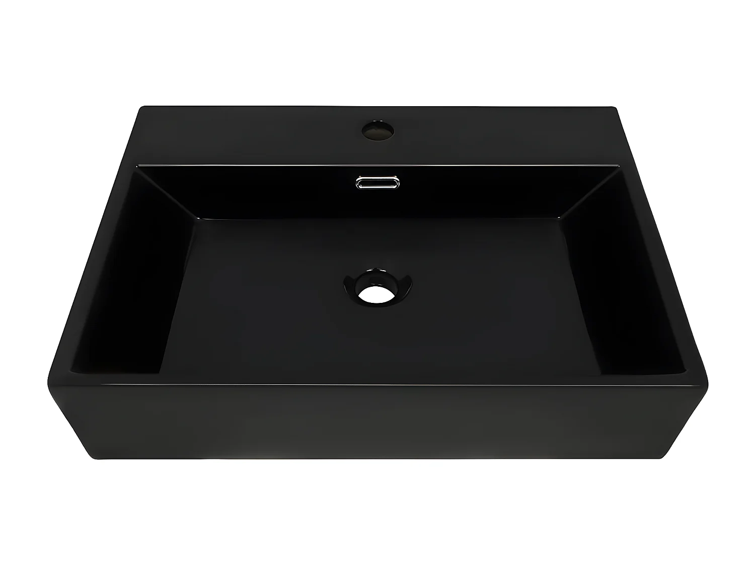 Vasque avec trou de robinet en céramique Noir 76x42,5x14,5 cm FR377572