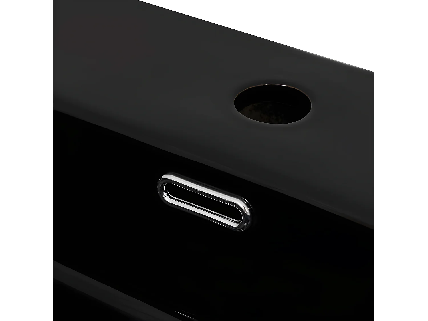 Vasque avec trou de robinet en céramique Noir 76x42,5x14,5 cm FR377572