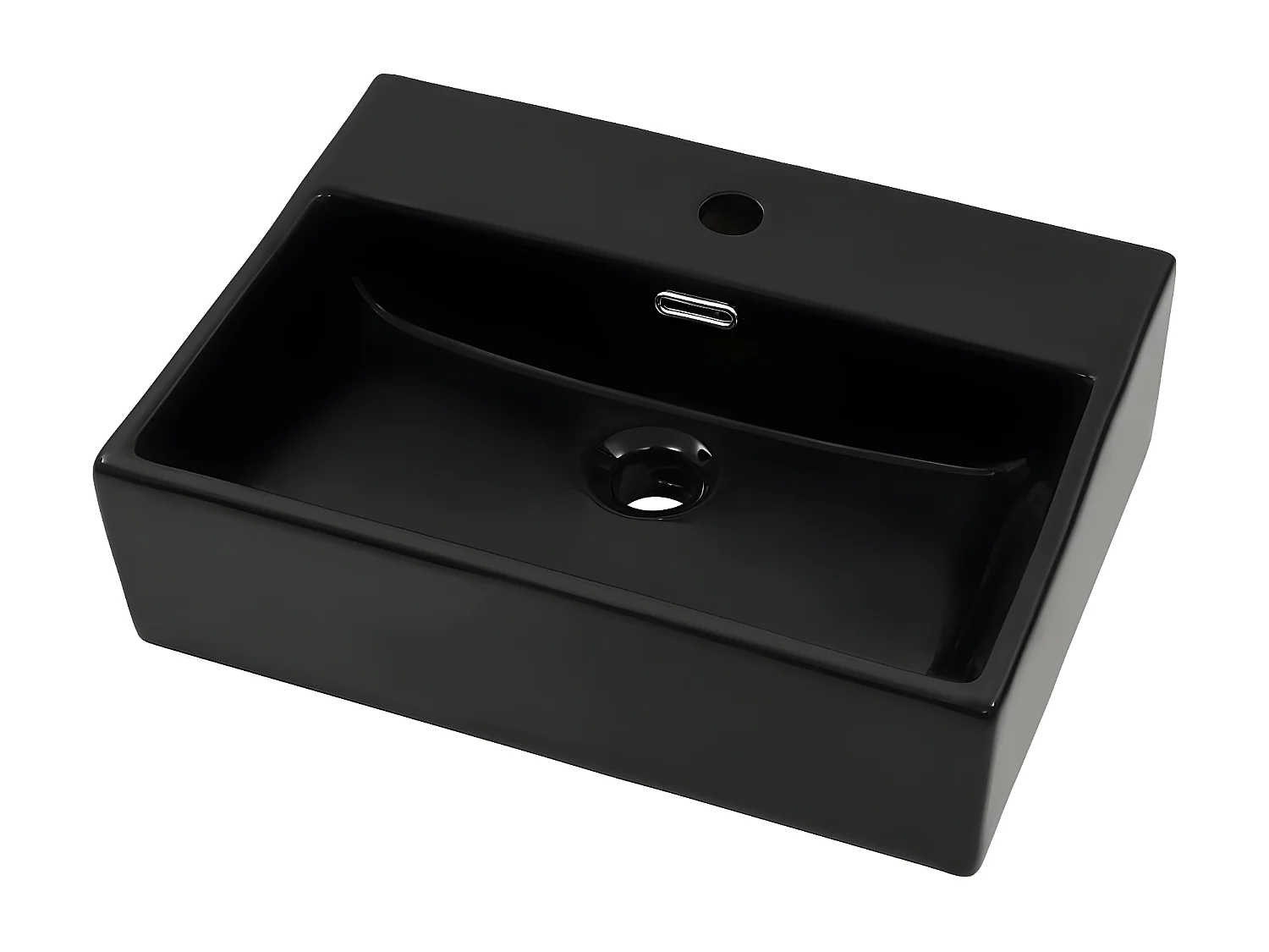 Vasque avec trou de robinet en céramique Noir 51,5x38,5x15 cm FR255929