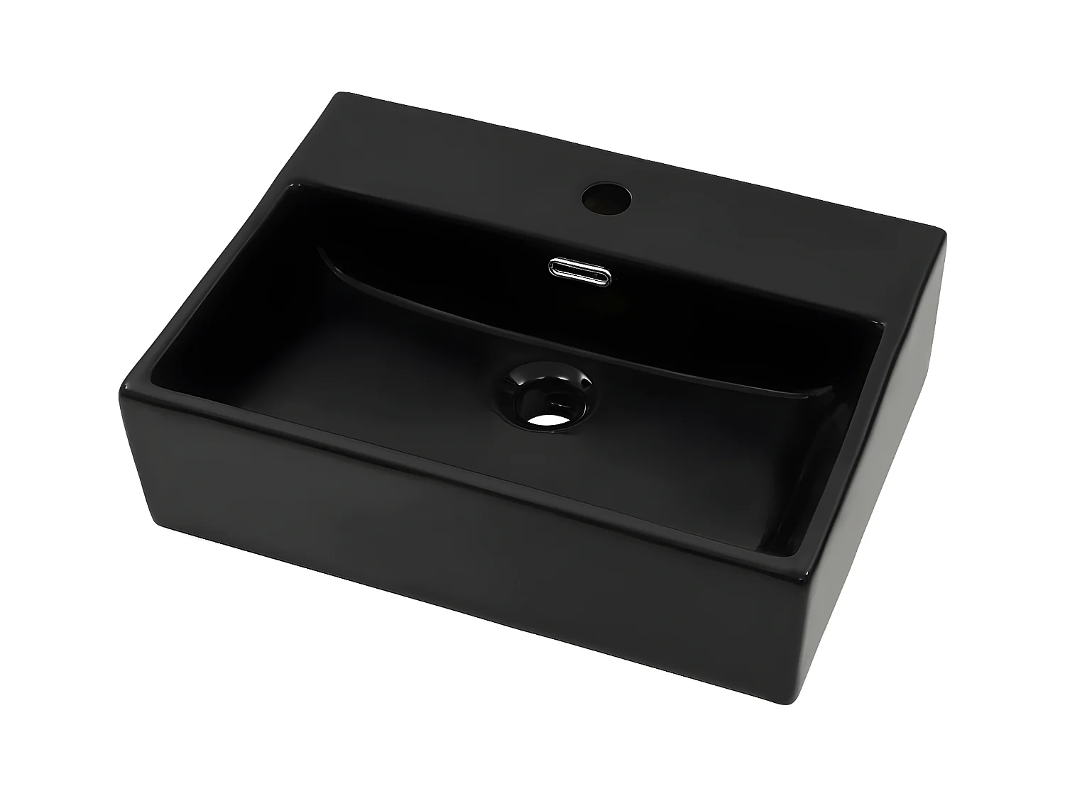 Lavatório c\ abertura torneira cerâmica 51,5x38,5x15cm preto PT760589