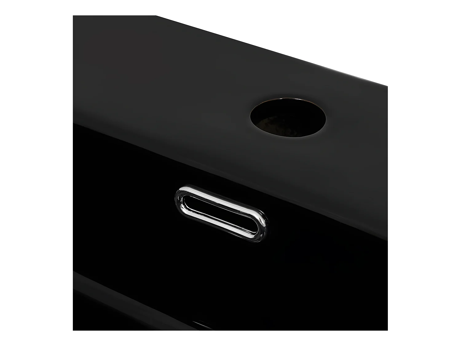 Lavatório c\ abertura torneira cerâmica 51,5x38,5x15cm preto PT760589