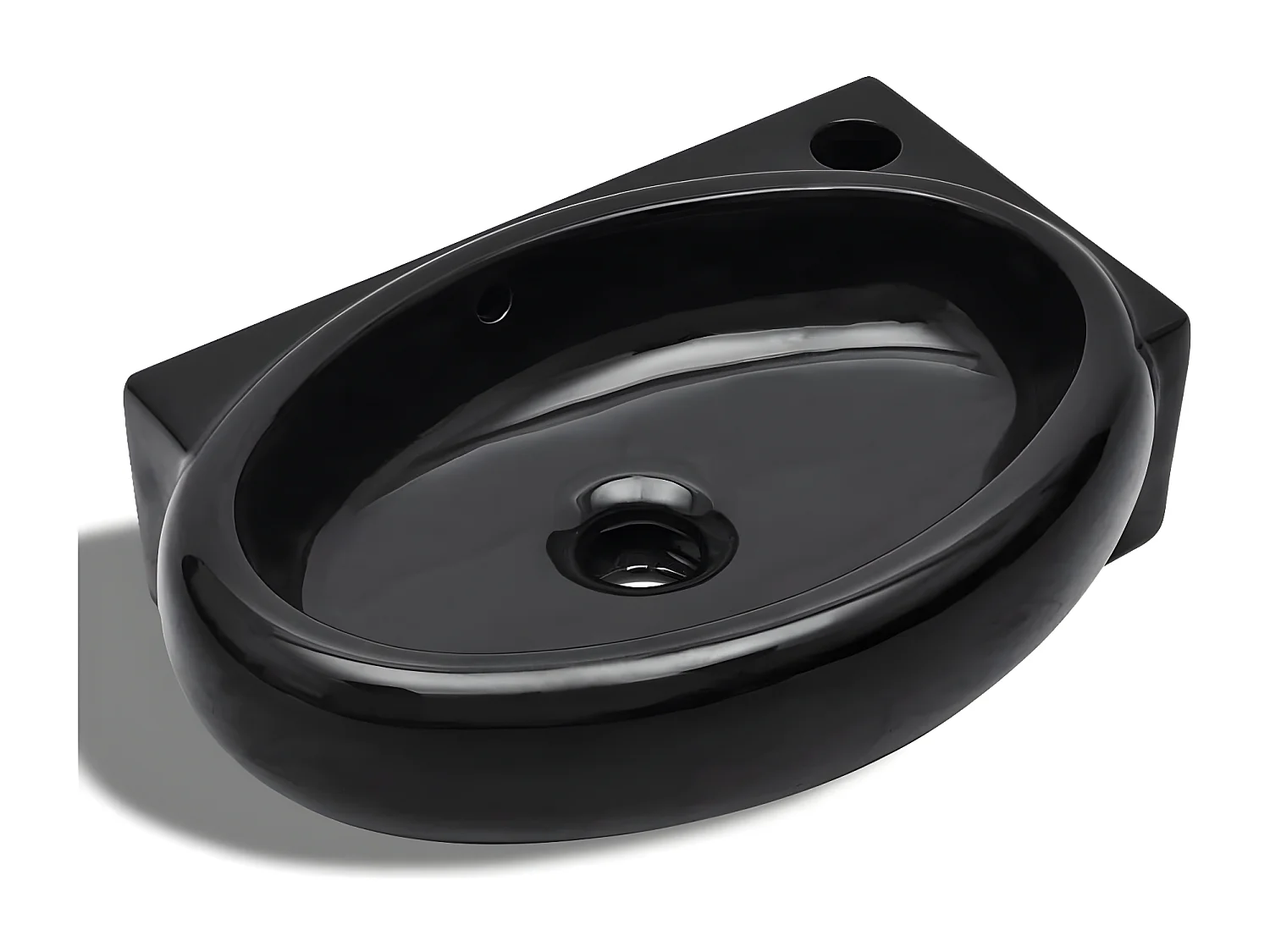 Vasque à trou de trop-plein/robinet céramique pour salle de bain Noir FR339935