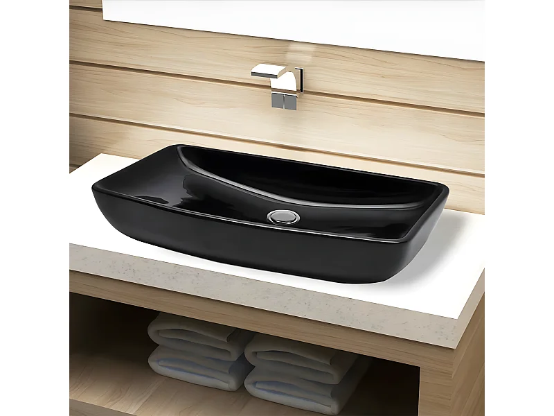 Vasque rectangulaire céramique Noir pour salle de bain FR739169