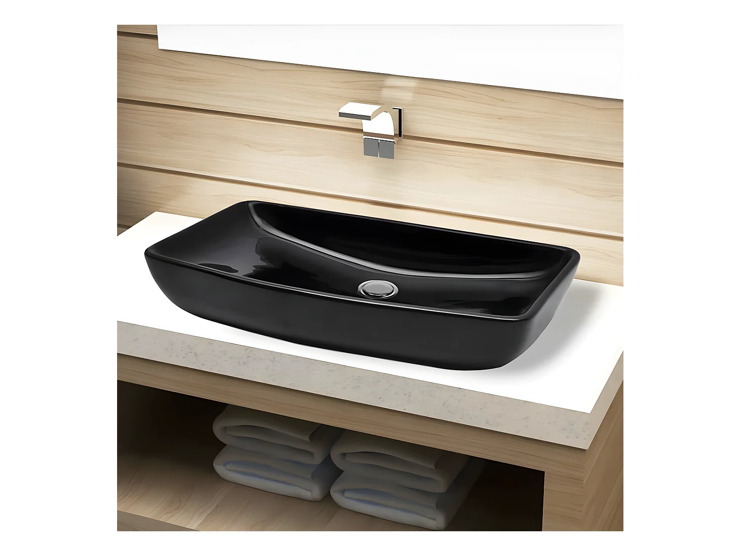 Vasque rectangulaire céramique Noir pour salle de bain FR739169